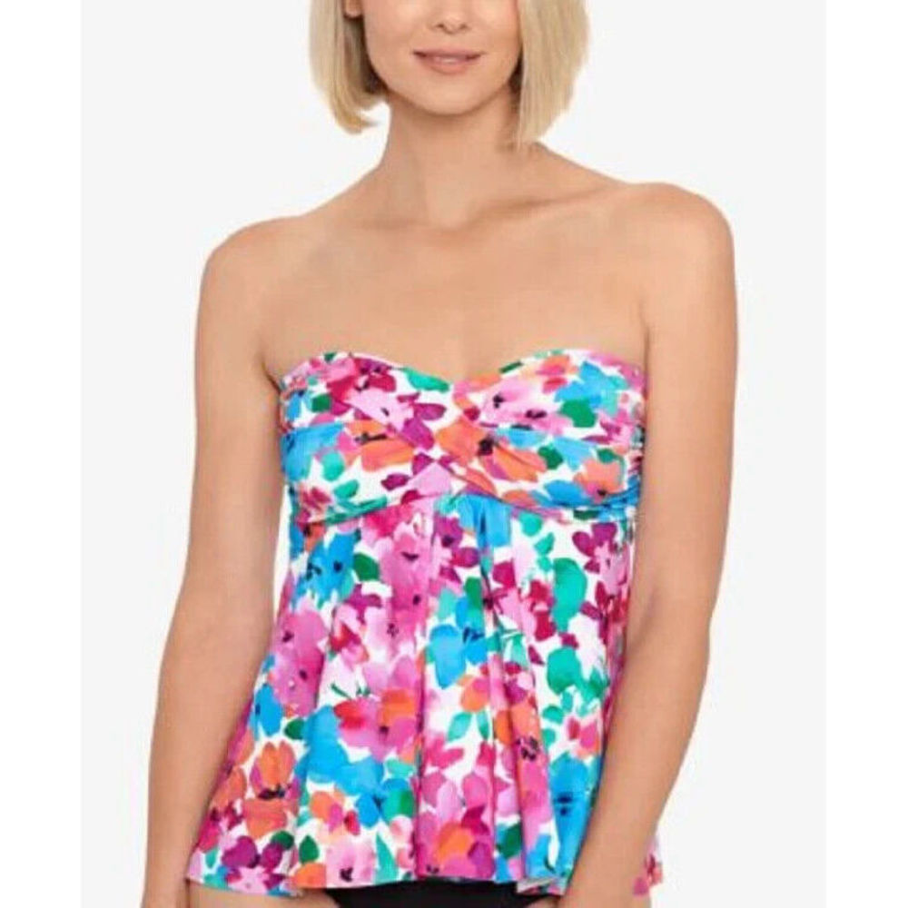 Women's Swim Solutions Twisted Bandeau Primavera Tankini Top Swim Size 12